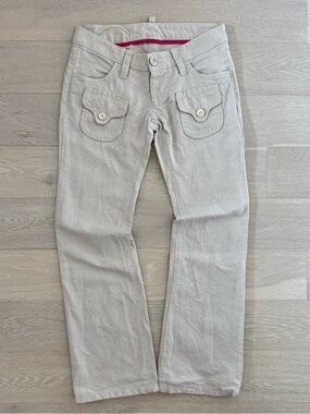 Dsquared2 Low Rise Cotton Linen Flap Pocket Pants Y2K - Size IT38 24/25”